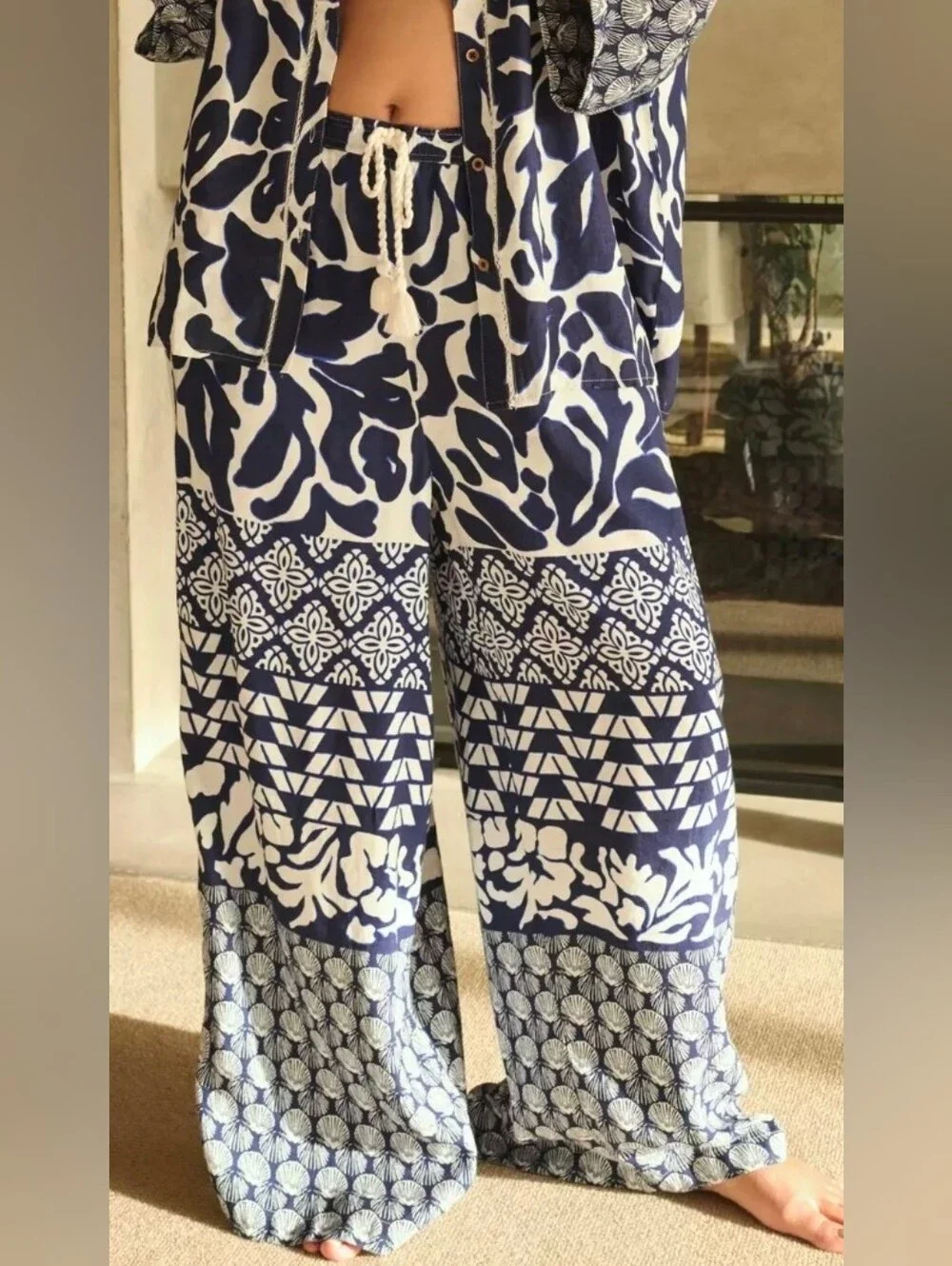 ✨ By Anthropologie Linen Wide‑Leg Pants Large ✨